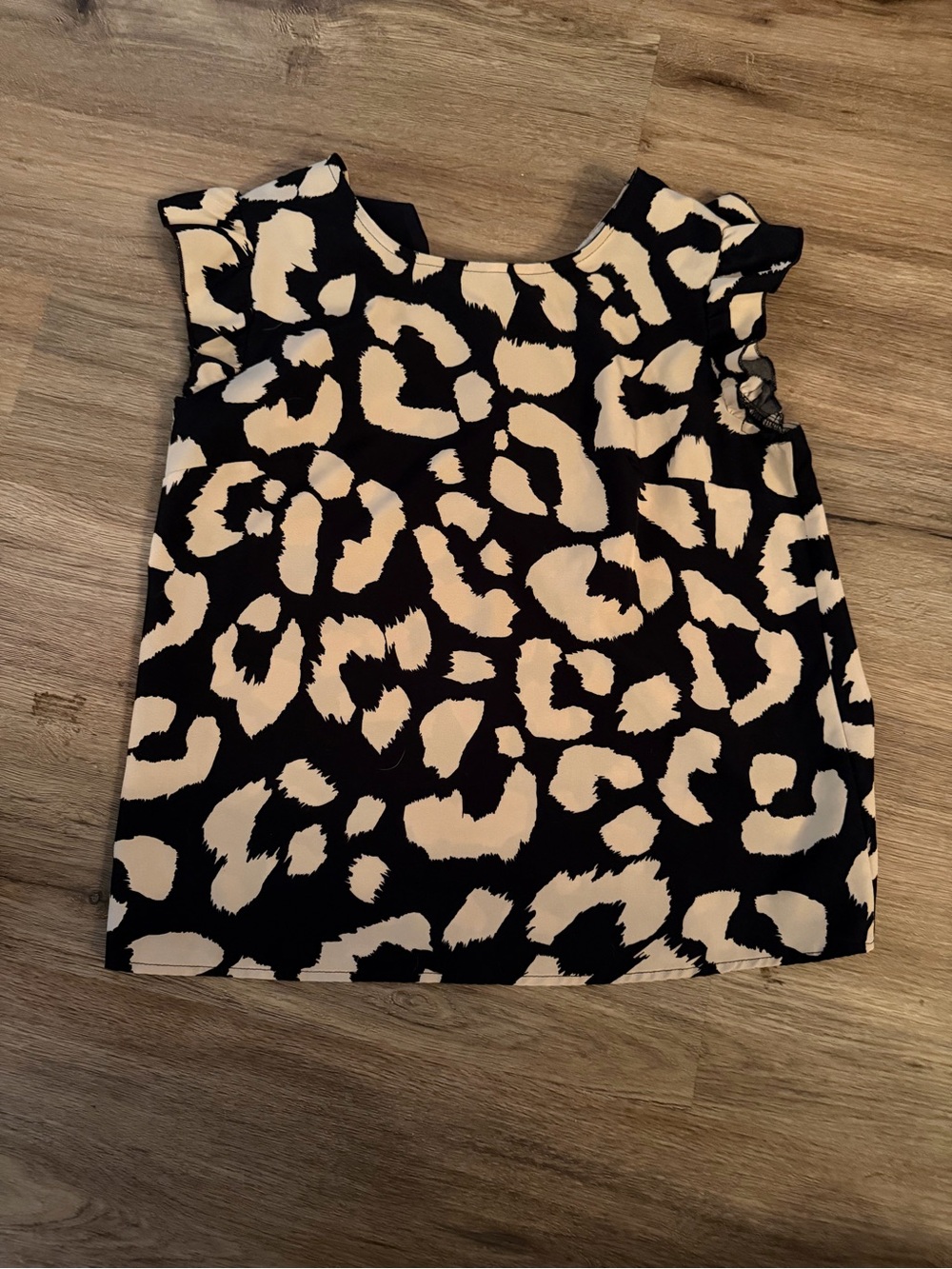 Black & Cream Leopard Print Sleeveless Blouse